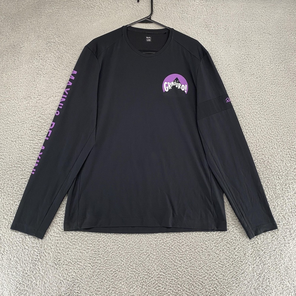Rapha Grinduro Shirt Mens XL Black Long Sleeve Technical Cycling Tee Jersey